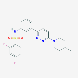 molecular formula C22H22F2N4O2S B2791032 2,4-difluoro-N-{3-[6-(4-methylpiperidin-1-yl)pyridazin-3-yl]phenyl}benzene-1-sulfonamide CAS No. 895807-89-3