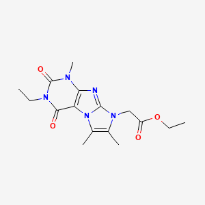 molecular formula C16H21N5O4 B2791040 Ethyl 2-(2-ethyl-4,7,8-trimethyl-1,3-dioxopurino[7,8-a]imidazol-6-yl)acetate CAS No. 915900-69-5