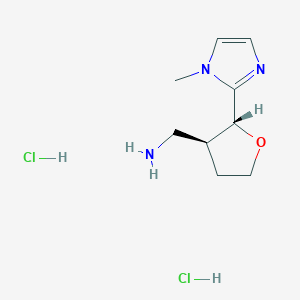 molecular formula C9H17Cl2N3O B2791042 [(2R,3S)-2-(1-methyl-1H-imidazol-2-yl)oxolan-3-yl]methanamine dihydrochloride CAS No. 1989638-19-8