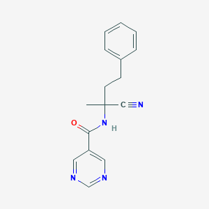molecular formula C16H16N4O B2791046 N-(2-Cyano-4-phenylbutan-2-yl)pyrimidine-5-carboxamide CAS No. 2418728-47-7