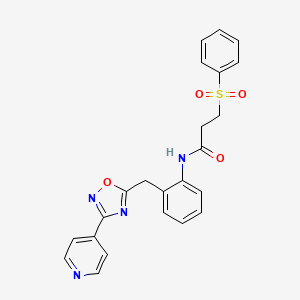 3-(phenylsulfonyl)-N-(2-((3-(pyridin-4-yl)-1,2,4-oxadiazol-5-yl)methyl)phenyl)propanamide