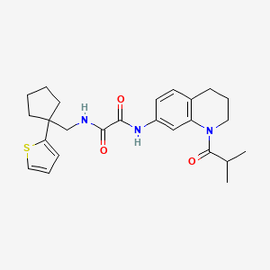 molecular formula C25H31N3O3S B2791061 N'-[1-(2-methylpropanoyl)-1,2,3,4-tetrahydroquinolin-7-yl]-N-{[1-(thiophen-2-yl)cyclopentyl]methyl}ethanediamide CAS No. 1327302-50-0
