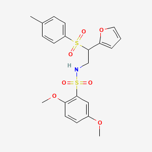 molecular formula C21H23NO7S2 B2791069 N-[2-(furan-2-yl)-2-(4-methylbenzenesulfonyl)ethyl]-2,5-dimethoxybenzene-1-sulfonamide CAS No. 877816-73-4