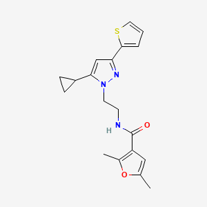 molecular formula C19H21N3O2S B2791071 N-(2-(5-cyclopropyl-3-(thiophen-2-yl)-1H-pyrazol-1-yl)ethyl)-2,5-dimethylfuran-3-carboxamide CAS No. 1797716-08-5