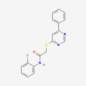 molecular formula C18H14FN3OS B2791081 N-(2-fluorophenyl)-2-((6-phenylpyrimidin-4-yl)thio)acetamide CAS No. 1203065-29-5