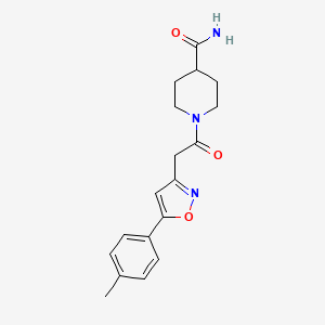 molecular formula C18H21N3O3 B2791086 1-(2-(5-(p-Tolyl)isoxazol-3-yl)acetyl)piperidine-4-carboxamide CAS No. 946341-82-8