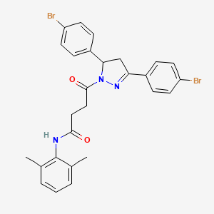 molecular formula C27H25Br2N3O2 B2791087 4-[3,5-bis(4-bromophenyl)-4,5-dihydro-1H-pyrazol-1-yl]-N-(2,6-dimethylphenyl)-4-oxobutanamide CAS No. 313398-50-4