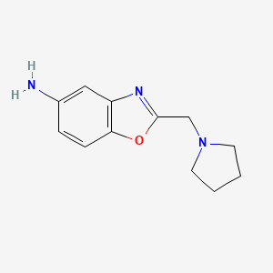 molecular formula C12H15N3O B2791088 2-[(Pyrrolidin-1-yl)methyl]-1,3-benzoxazol-5-amine CAS No. 858679-51-3