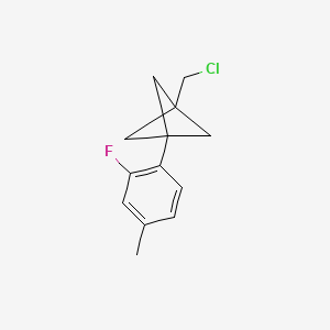molecular formula C13H14ClF B2791090 1-(Chloromethyl)-3-(2-fluoro-4-methylphenyl)bicyclo[1.1.1]pentane CAS No. 2287332-65-2