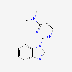 molecular formula C14H15N5 B2791093 N,N-Dimethyl-2-(2-methylbenzimidazol-1-yl)pyrimidin-4-amine CAS No. 2310010-79-6