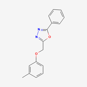 molecular formula C16H14N2O2 B2791095 2-[(3-Methylphenoxy)methyl]-5-phenyl-1,3,4-oxadiazole CAS No. 853752-02-0