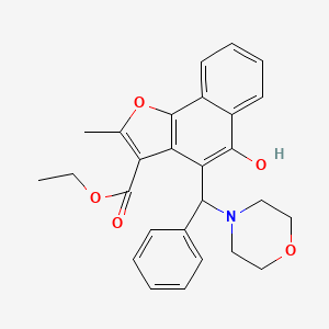 molecular formula C27H27NO5 B2791108 5-Hydroxy-2-methyl-4-[morpholino(phenyl)methyl]benzo[g]benzofuran-3-carboxylic acid ethyl ester CAS No. 438485-02-0