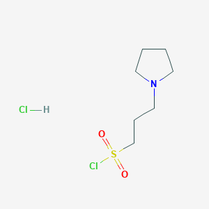 molecular formula C7H15Cl2NO2S B2791115 3-(Pyrrolidin-1-yl)propane-1-sulfonyl chloride hydrochloride CAS No. 1864015-52-0