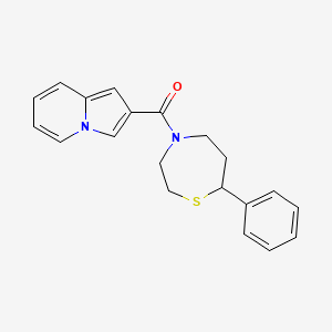 molecular formula C20H20N2OS B2791121 Indolizin-2-yl(7-phenyl-1,4-thiazepan-4-yl)methanone CAS No. 1797562-24-3