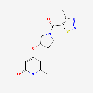molecular formula C15H18N4O3S B2791122 1,6-dimethyl-4-((1-(4-methyl-1,2,3-thiadiazole-5-carbonyl)pyrrolidin-3-yl)oxy)pyridin-2(1H)-one CAS No. 2034290-58-7