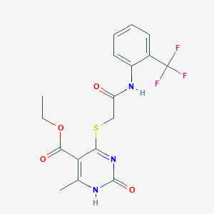molecular formula C17H16F3N3O4S B2791142 ethyl 6-methyl-2-oxo-4-[({[2-(trifluoromethyl)phenyl]carbamoyl}methyl)sulfanyl]-1,2-dihydropyrimidine-5-carboxylate CAS No. 899749-34-9