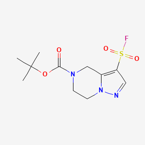 molecular formula C11H16FN3O4S B2791157 tert-butyl 3-(fluorosulfonyl)-4H,5H,6H,7H-pyrazolo[1,5-a]pyrazine-5-carboxylate CAS No. 2225146-40-5