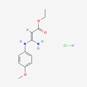molecular formula C12H17ClN2O3 B2791161 Ethyl 3-amino-3-(4-methoxyanilino)acrylate hydrochloride CAS No. 318469-17-9