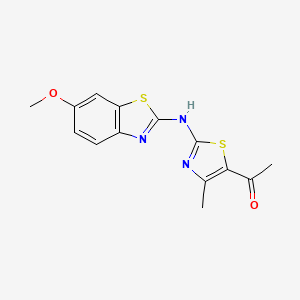 molecular formula C14H13N3O2S2 B2791181 1-[2-[(6-Methoxy-1,3-benzothiazol-2-yl)amino]-4-methyl-1,3-thiazol-5-yl]ethanone CAS No. 862975-57-3
