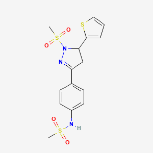 B2791197 N-(4-(1-(methylsulfonyl)-5-(thiophen-2-yl)-4,5-dihydro-1H-pyrazol-3-yl)phenyl)methanesulfonamide CAS No. 851781-23-2