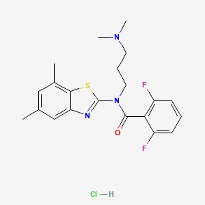 molecular formula C21H24ClF2N3OS B2791235 N-(3-(dimethylamino)propyl)-N-(5,7-dimethylbenzo[d]thiazol-2-yl)-2,6-difluorobenzamide hydrochloride CAS No. 1215637-55-0