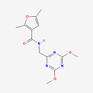 molecular formula C13H16N4O4 B2791242 N-[(4,6-dimethoxy-1,3,5-triazin-2-yl)methyl]-2,5-dimethylfuran-3-carboxamide CAS No. 2034539-10-9
