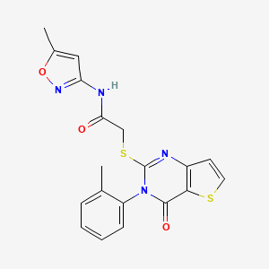 molecular formula C19H16N4O3S2 B2791250 N-(5-methyl-1,2-oxazol-3-yl)-2-{[3-(2-methylphenyl)-4-oxo-3,4-dihydrothieno[3,2-d]pyrimidin-2-yl]sulfanyl}acetamide CAS No. 1291847-49-8
