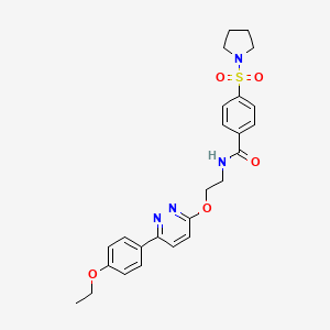 molecular formula C25H28N4O5S B2791277 N-(2-{[6-(4-ethoxyphenyl)pyridazin-3-yl]oxy}ethyl)-4-(pyrrolidine-1-sulfonyl)benzamide CAS No. 920367-01-7