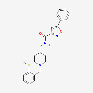 molecular formula C24H27N3O2S B2791281 N-((1-(2-(methylthio)benzyl)piperidin-4-yl)methyl)-5-phenylisoxazole-3-carboxamide CAS No. 1235065-26-5