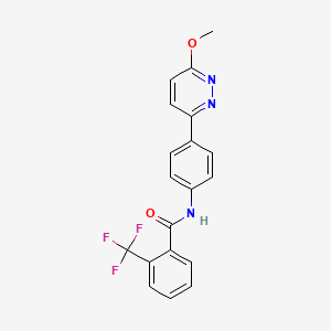 molecular formula C19H14F3N3O2 B2791296 N-[4-(6-methoxypyridazin-3-yl)phenyl]-2-(trifluoromethyl)benzamide CAS No. 922590-05-4