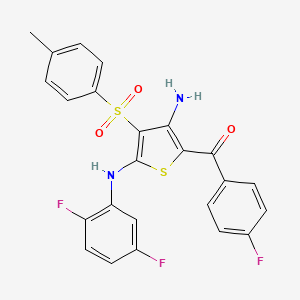 molecular formula C24H17F3N2O3S2 B2791320 N2-(2,5-DIFLUOROPHENYL)-5-(4-FLUOROBENZOYL)-3-(4-METHYLBENZENESULFONYL)THIOPHENE-2,4-DIAMINE CAS No. 892291-66-6