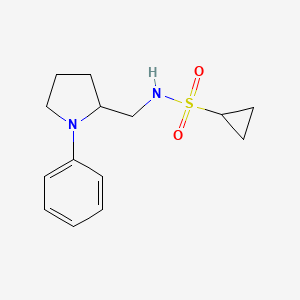 molecular formula C14H20N2O2S B2791322 N-[(1-phenylpyrrolidin-2-yl)methyl]cyclopropanesulfonamide CAS No. 1797182-64-9