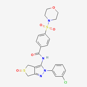 molecular formula C22H21ClN4O5S2 B2791342 N-[2-(3-chlorophenyl)-5-oxo-2H,4H,6H-5lambda4-thieno[3,4-c]pyrazol-3-yl]-4-(morpholine-4-sulfonyl)benzamide CAS No. 1019103-17-3