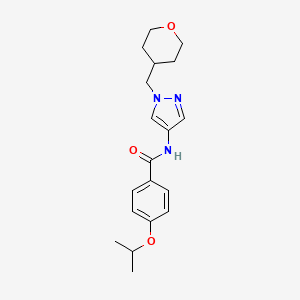 molecular formula C19H25N3O3 B2791368 N-{1-[(oxan-4-yl)methyl]-1H-pyrazol-4-yl}-4-(propan-2-yloxy)benzamide CAS No. 1795359-29-3