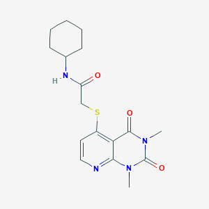 molecular formula C17H22N4O3S B2791393 N-cyclohexyl-2-((1,3-dimethyl-2,4-dioxo-1,2,3,4-tetrahydropyrido[2,3-d]pyrimidin-5-yl)thio)acetamide CAS No. 899987-99-6