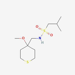 molecular formula C11H23NO3S2 B2791408 N-[(4-methoxythian-4-yl)methyl]-2-methylpropane-1-sulfonamide CAS No. 2034453-11-5