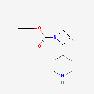 molecular formula C15H28N2O2 B2791429 Tert-butyl 3,3-dimethyl-2-(piperidin-4-yl)azetidine-1-carboxylate CAS No. 1909309-04-1