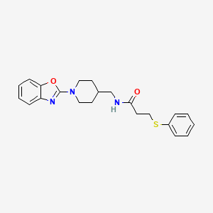 molecular formula C22H25N3O2S B2791430 N-((1-(benzo[d]oxazol-2-yl)piperidin-4-yl)methyl)-3-(phenylthio)propanamide CAS No. 1797124-88-9