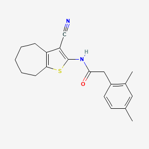 molecular formula C20H22N2OS B2791472 N-{3-cyano-4H,5H,6H,7H,8H-cyclohepta[b]thiophen-2-yl}-2-(2,4-dimethylphenyl)acetamide CAS No. 899958-29-3