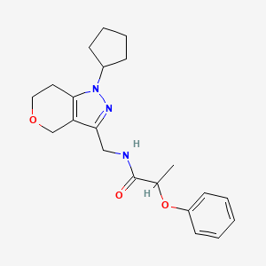 molecular formula C21H27N3O3 B2791488 N-((1-cyclopentyl-1,4,6,7-tetrahydropyrano[4,3-c]pyrazol-3-yl)methyl)-2-phenoxypropanamide CAS No. 1798490-69-3