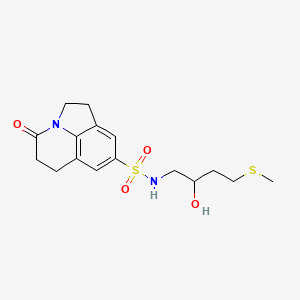 molecular formula C16H22N2O4S2 B2791496 N-[2-hydroxy-4-(methylsulfanyl)butyl]-11-oxo-1-azatricyclo[6.3.1.0^{4,12}]dodeca-4(12),5,7-triene-6-sulfonamide CAS No. 2320208-38-4