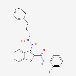 molecular formula C25H21FN2O3 B2791532 N-(2-fluorophenyl)-3-(4-phenylbutanamido)-1-benzofuran-2-carboxamide CAS No. 887877-92-1