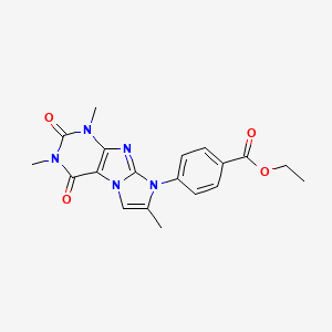 molecular formula C19H19N5O4 B2791562 ethyl 4-{1,3,7-trimethyl-2,4-dioxo-1H,2H,3H,4H,8H-imidazo[1,2-g]purin-8-yl}benzoate CAS No. 31488-14-9