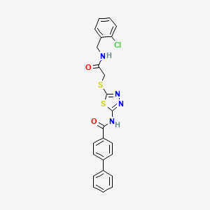 molecular formula C24H19ClN4O2S2 B2791606 N-(5-((2-((2-chlorobenzyl)amino)-2-oxoethyl)thio)-1,3,4-thiadiazol-2-yl)-[1,1'-biphenyl]-4-carboxamide CAS No. 868974-63-4