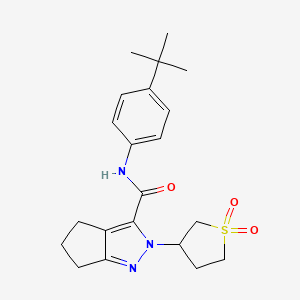 molecular formula C21H27N3O3S B2791673 N-(4-(tert-butyl)phenyl)-2-(1,1-dioxidotetrahydrothiophen-3-yl)-2,4,5,6-tetrahydrocyclopenta[c]pyrazole-3-carboxamide CAS No. 1040664-55-8