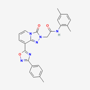 molecular formula C25H22N6O3 B2791692 N-(2,5-dimethylphenyl)-2-{8-[3-(4-methylphenyl)-1,2,4-oxadiazol-5-yl]-3-oxo-2H,3H-[1,2,4]triazolo[4,3-a]pyridin-2-yl}acetamide CAS No. 1112438-75-1