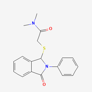 molecular formula C18H18N2O2S B2791699 N,N-dimethyl-2-[(3-oxo-2-phenyl-2,3-dihydro-1H-isoindol-1-yl)sulfanyl]acetamide CAS No. 866008-79-9
