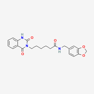 molecular formula C22H23N3O5 B2791758 N-[(2H-1,3-benzodioxol-5-yl)methyl]-6-(2,4-dioxo-1,2,3,4-tetrahydroquinazolin-3-yl)hexanamide CAS No. 896381-85-4