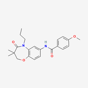 molecular formula C22H26N2O4 B2791773 N-(3,3-dimethyl-4-oxo-5-propyl-2,3,4,5-tetrahydro-1,5-benzoxazepin-7-yl)-4-methoxybenzamide CAS No. 921791-39-1