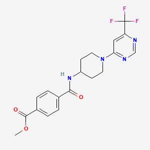 molecular formula C19H19F3N4O3 B2791785 Methyl 4-((1-(6-(trifluoromethyl)pyrimidin-4-yl)piperidin-4-yl)carbamoyl)benzoate CAS No. 2034446-74-5